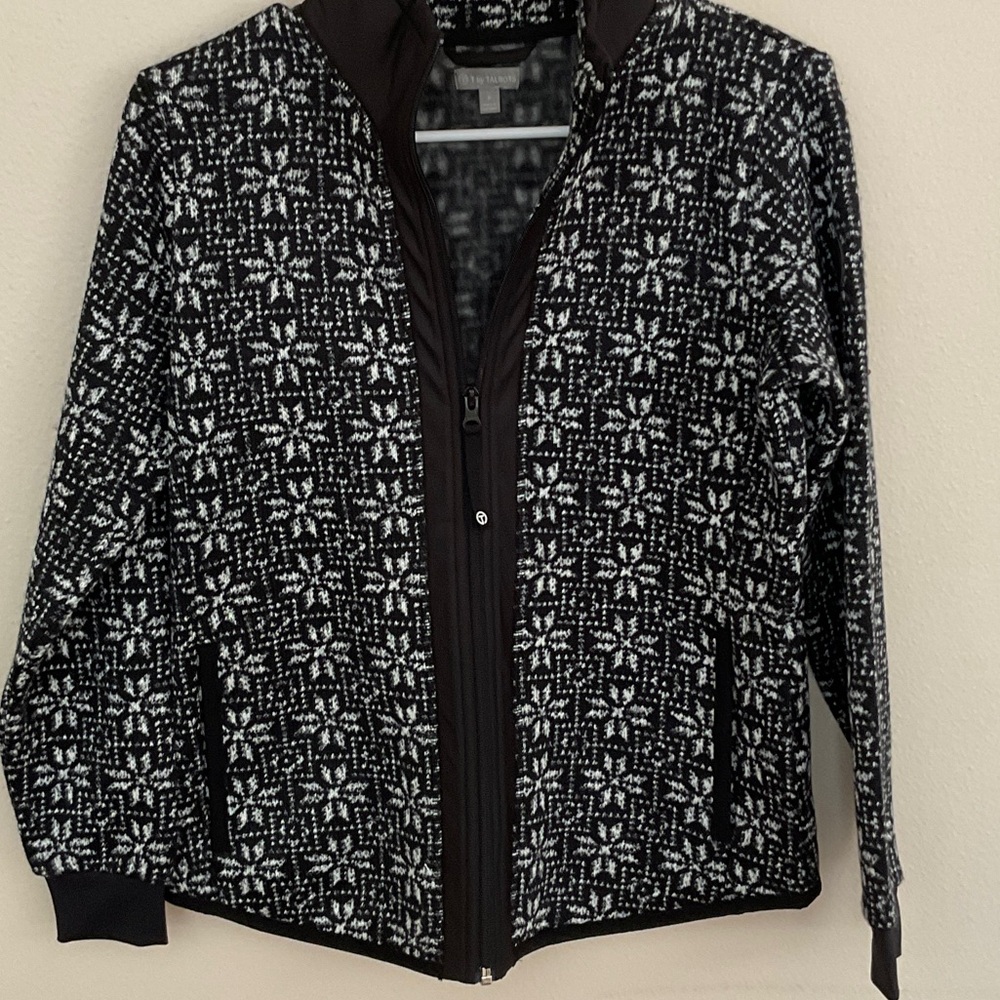 Talbots Black and White Snowflake Pattern Jacket